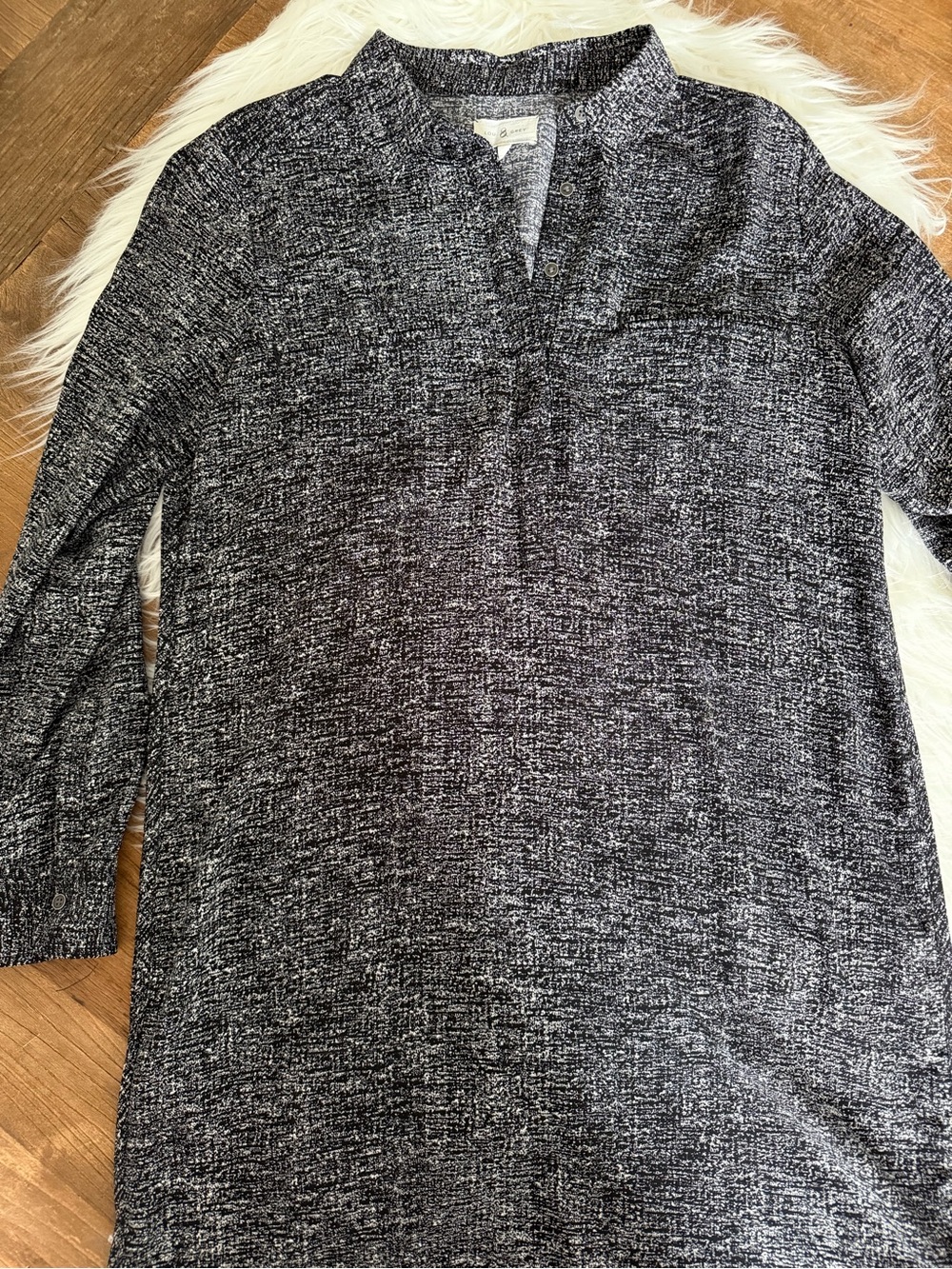 Lou & Grey Women’s Black and White Marled Long Sleeve Dress Size M